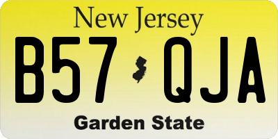 NJ license plate B57QJA