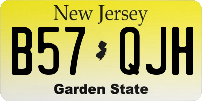 NJ license plate B57QJH