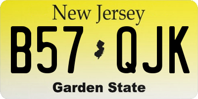 NJ license plate B57QJK