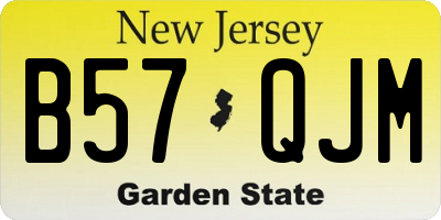 NJ license plate B57QJM