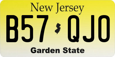 NJ license plate B57QJO
