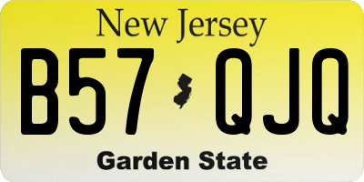 NJ license plate B57QJQ