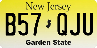 NJ license plate B57QJU