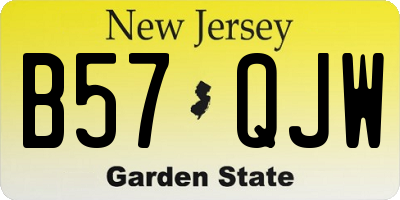 NJ license plate B57QJW