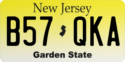 NJ license plate B57QKA