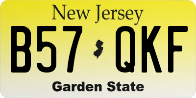 NJ license plate B57QKF