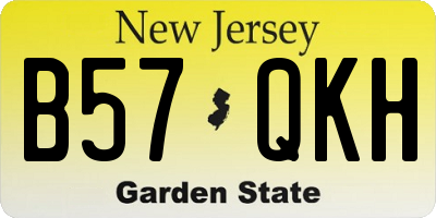 NJ license plate B57QKH