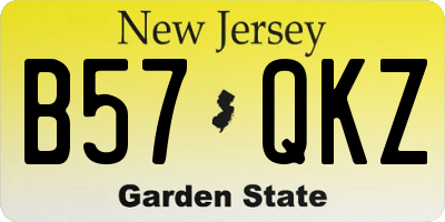 NJ license plate B57QKZ