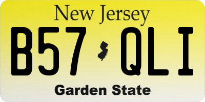 NJ license plate B57QLI