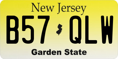 NJ license plate B57QLW
