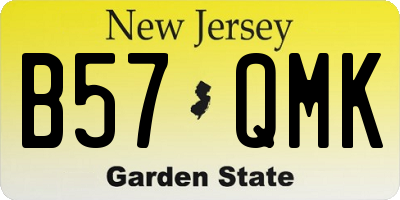 NJ license plate B57QMK