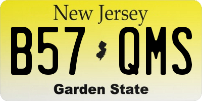 NJ license plate B57QMS