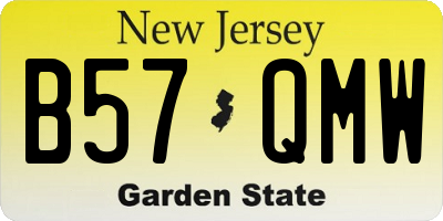 NJ license plate B57QMW