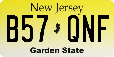 NJ license plate B57QNF