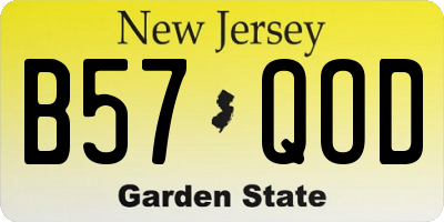 NJ license plate B57QOD