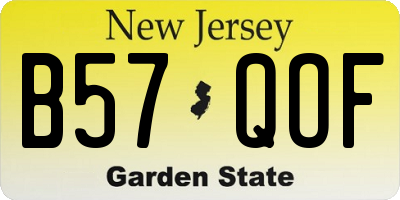 NJ license plate B57QOF