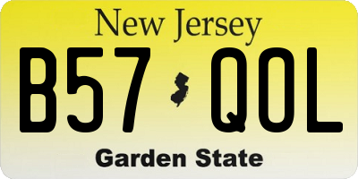 NJ license plate B57QOL
