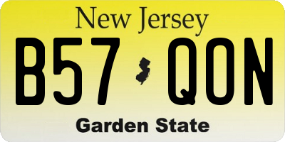NJ license plate B57QON