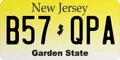 NJ license plate B57QPA