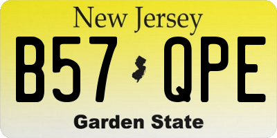 NJ license plate B57QPE