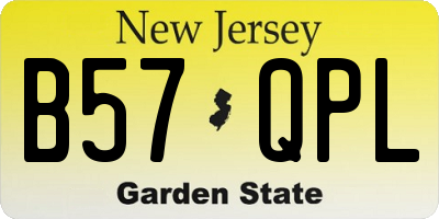NJ license plate B57QPL
