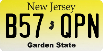 NJ license plate B57QPN