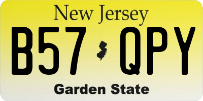 NJ license plate B57QPY