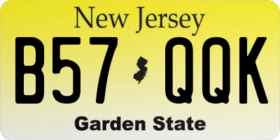 NJ license plate B57QQK
