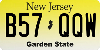 NJ license plate B57QQW