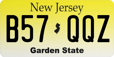 NJ license plate B57QQZ