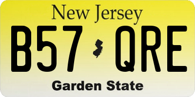 NJ license plate B57QRE