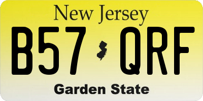 NJ license plate B57QRF