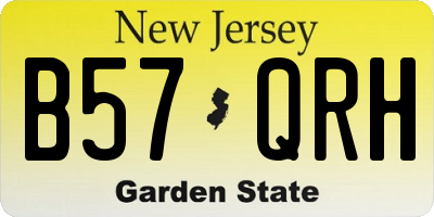 NJ license plate B57QRH