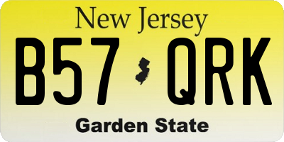 NJ license plate B57QRK