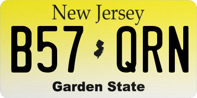 NJ license plate B57QRN