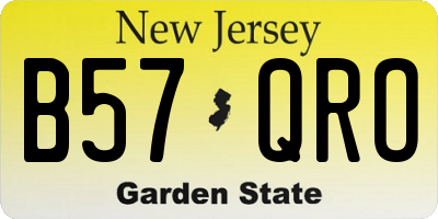 NJ license plate B57QRO