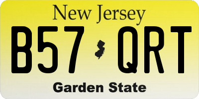 NJ license plate B57QRT