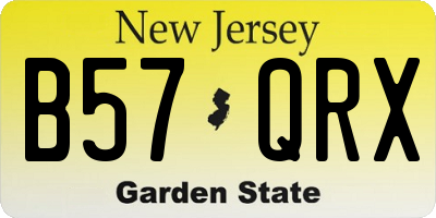 NJ license plate B57QRX