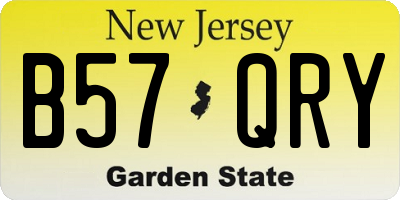NJ license plate B57QRY