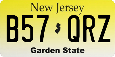 NJ license plate B57QRZ