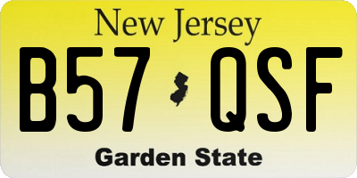 NJ license plate B57QSF