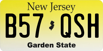 NJ license plate B57QSH