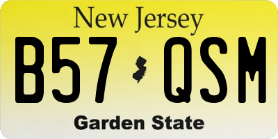 NJ license plate B57QSM