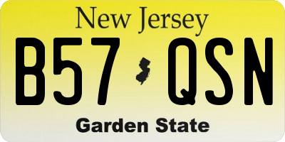 NJ license plate B57QSN