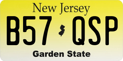 NJ license plate B57QSP