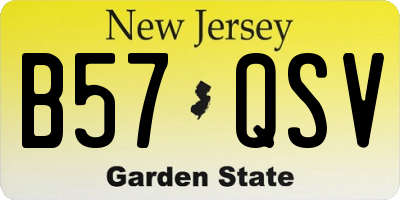 NJ license plate B57QSV