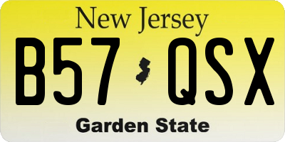 NJ license plate B57QSX