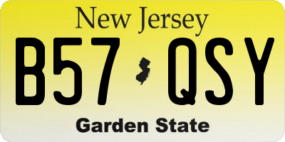 NJ license plate B57QSY
