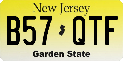 NJ license plate B57QTF