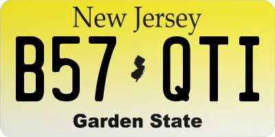 NJ license plate B57QTI